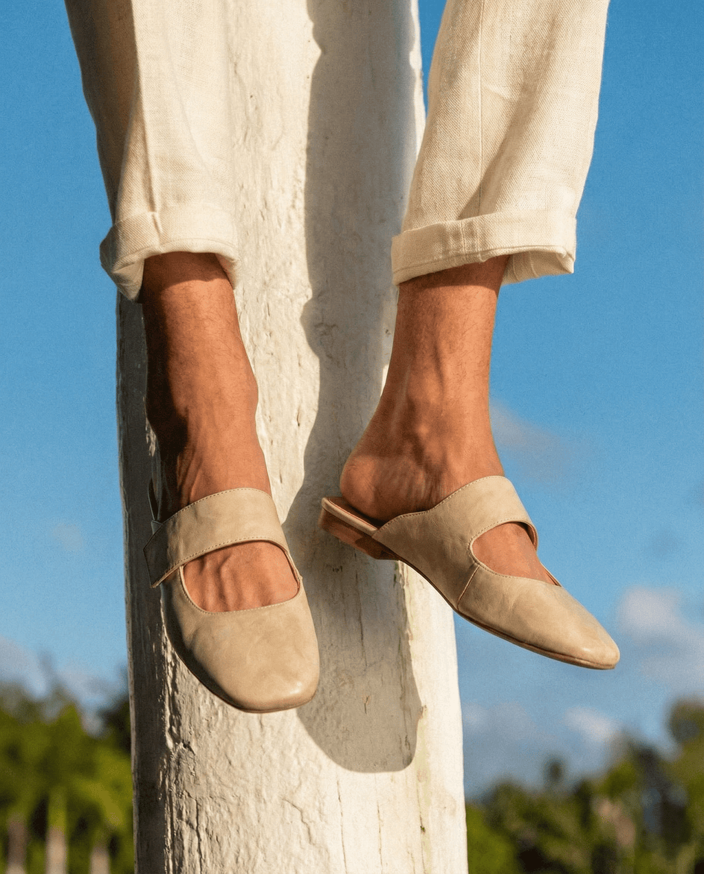Yena | Leather Square Toe Chunky Heel Mules