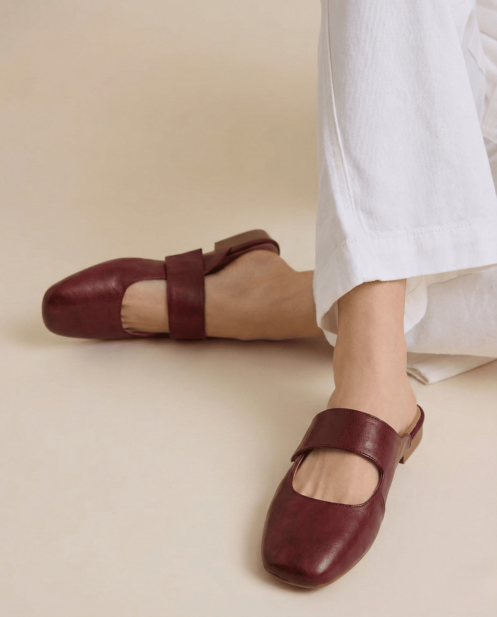 Yena | Leather Square Toe Chunky Heel Mules