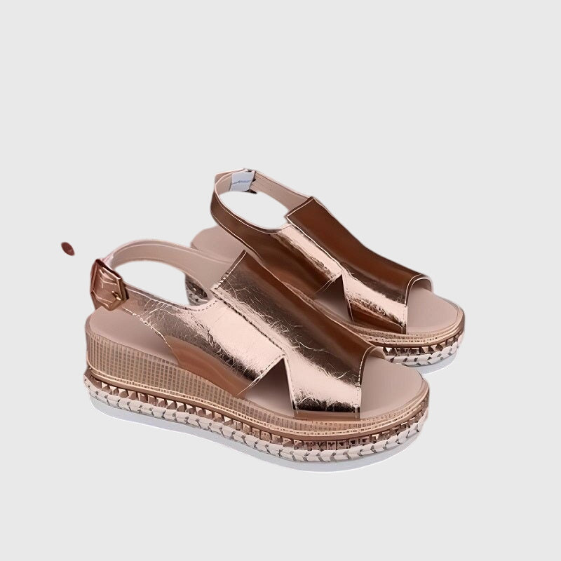 Light pink women's sandals with a casual style, featuring a slip-resistant grip and cushioned footbed. 4
