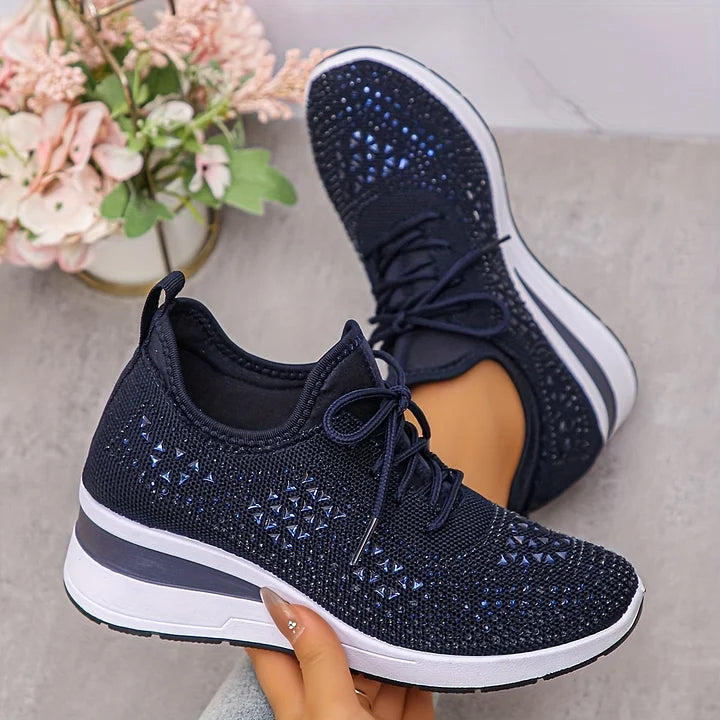 Giselle Orthopedic Sneakers in navy blue, featuring a modern sporty design with cushioned support. 10