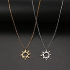 Solstice Sun Pendant Necklace – styled view