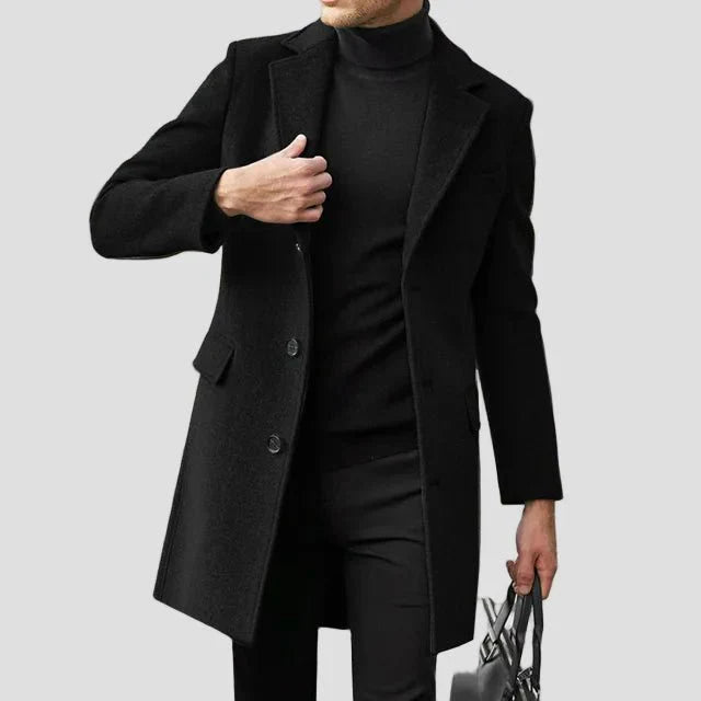 Thomas Single-Breasted Notch Lapel Coat – front view