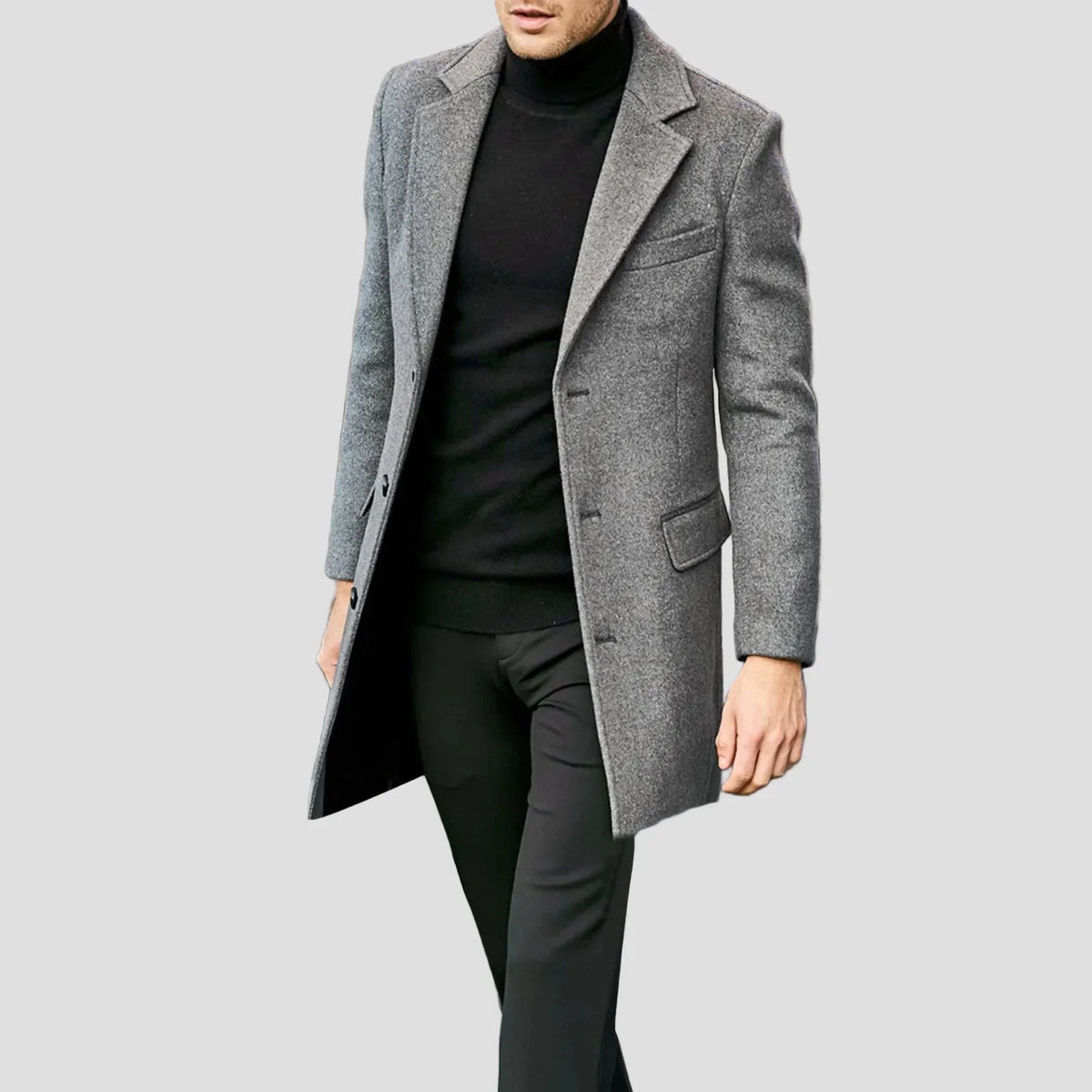 Thomas Single-Breasted Notch Lapel Coat – side view