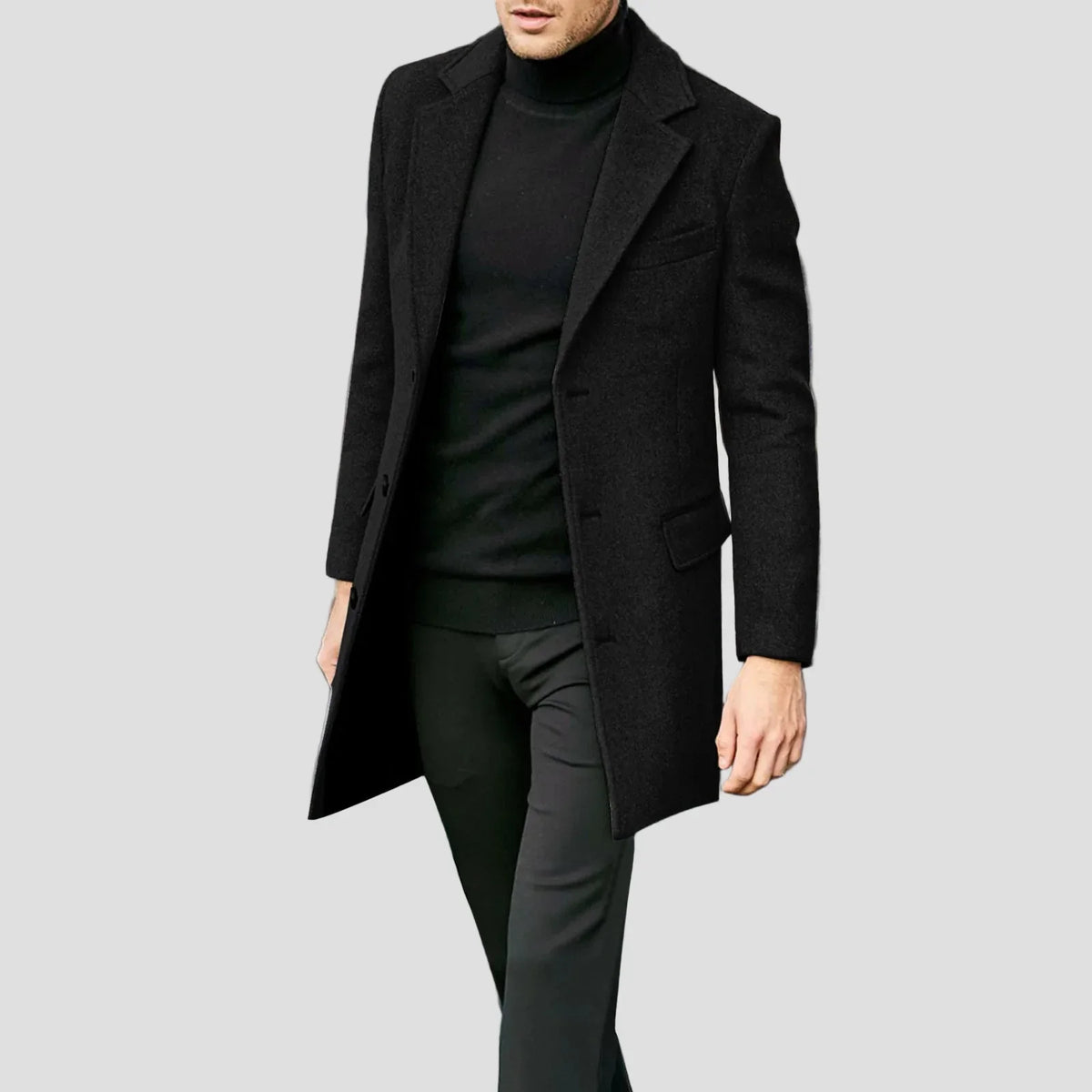 Thomas Single-Breasted Notch Lapel Coat – back view