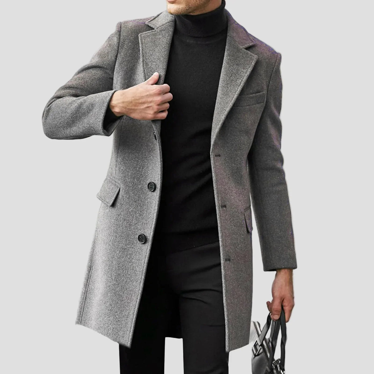 Thomas Single-Breasted Notch Lapel Coat – detail view
