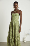 Ivy | Floral Midi Dress Lace Embroidered, Off the Shoulder Summer Wedding Guest Dress