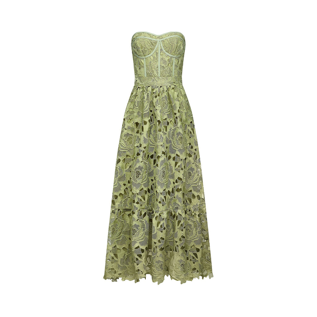 Ivy | Floral Midi Dress Lace Embroidered, Off the Shoulder Summer Wedding Guest Dress