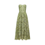 Ivy | Floral Midi Dress Lace Embroidered, Off the Shoulder Summer Wedding Guest Dress