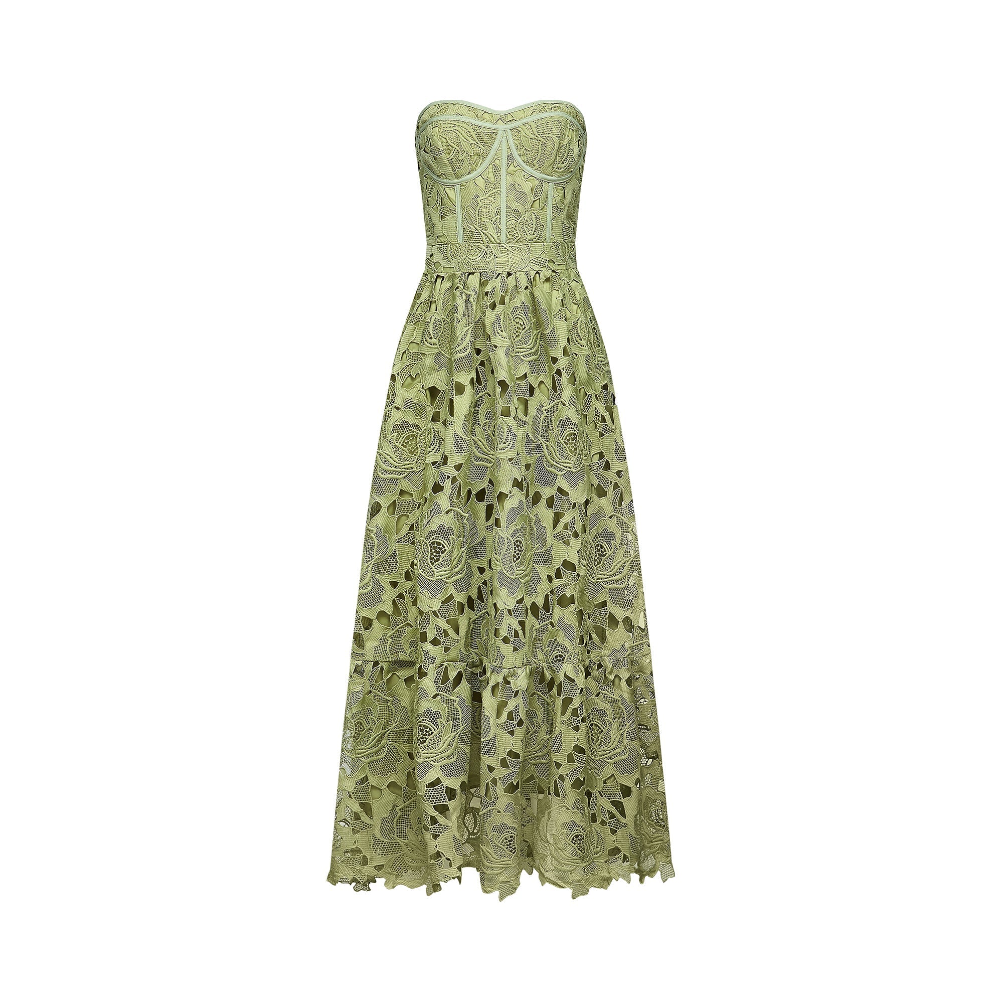 Ivy | Floral Midi Dress Lace Embroidered, Off the Shoulder Summer Wedding Guest Dress