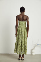 Ivy | Floral Midi Dress Lace Embroidered, Off the Shoulder Summer Wedding Guest Dress
