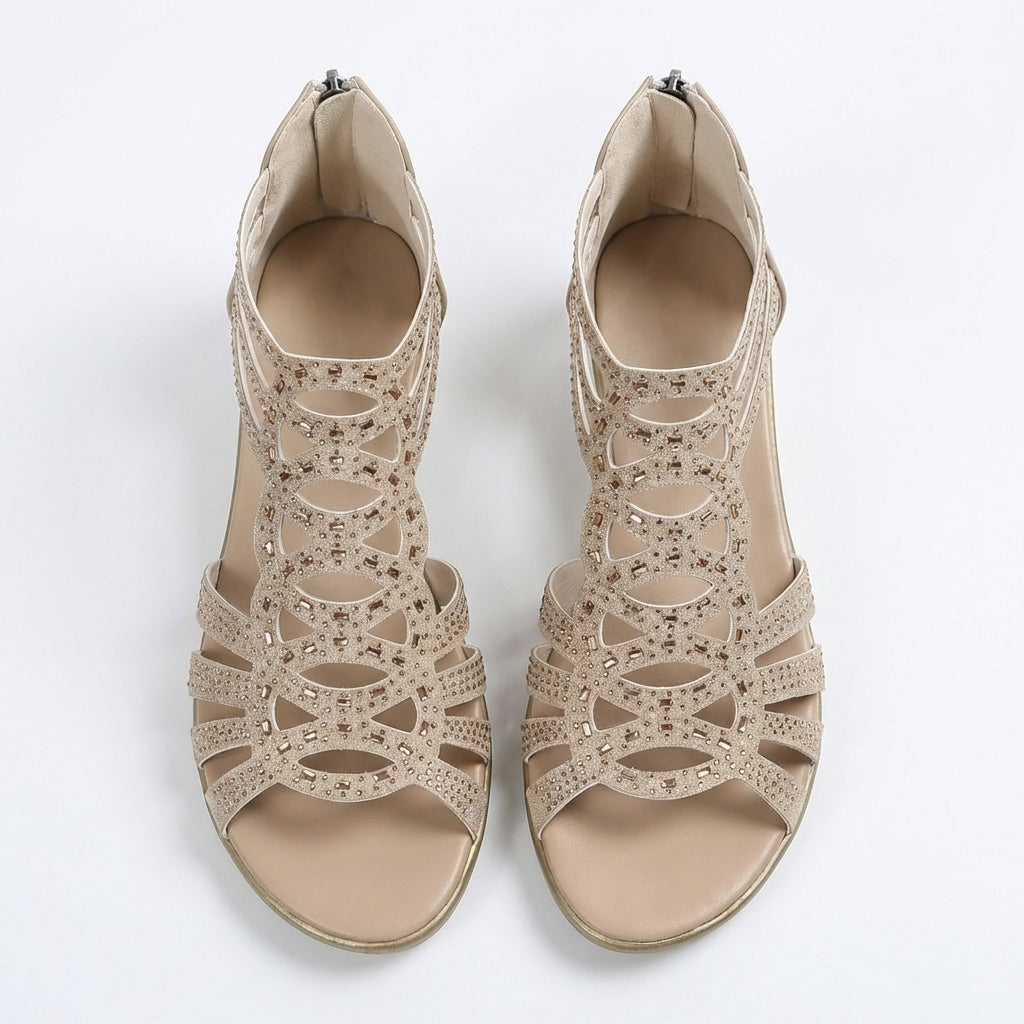 Comfortable orthopedic sandals in a soft beige color with a stylish, modern design. 3