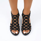 Comfortable orthopedic sandals in a soft beige color with a stylish, modern design. 8