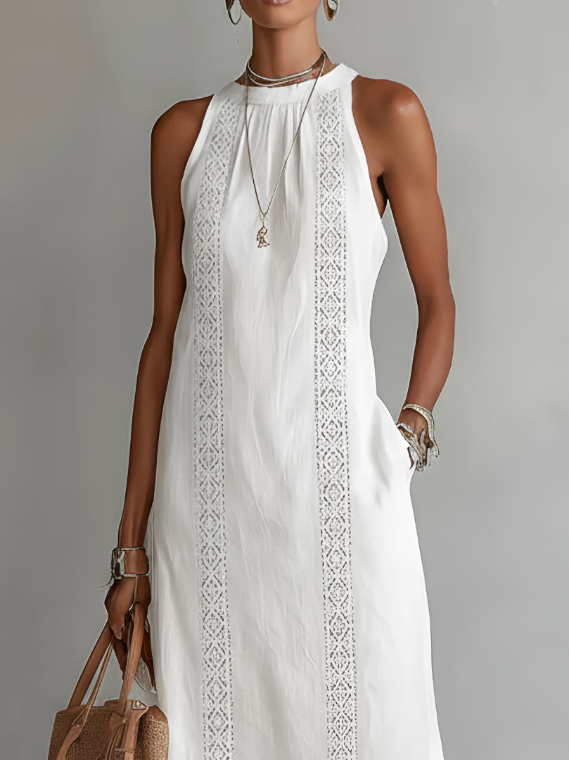 Light blue linen summer dress with a relaxed fit and adjustable straps, perfect for warm weather. 7