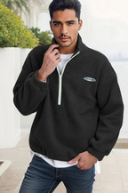 Ronan sherpa quarter-zip pullover, black