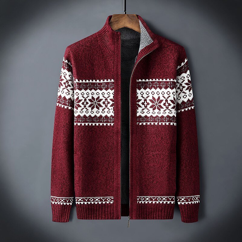 Vera Noir Finn fleece-lined knit zip cardigan, view 4