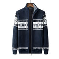Vera Noir Finn fleece-lined knit zip cardigan, Nordic pattern, front view