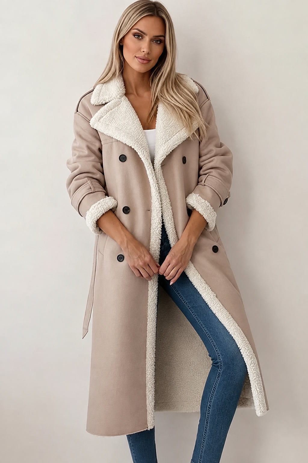 Kimberly longline coat, beige