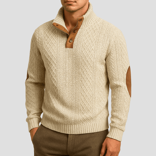 Brody Zip-Up Sweater with Leather Accents – front view