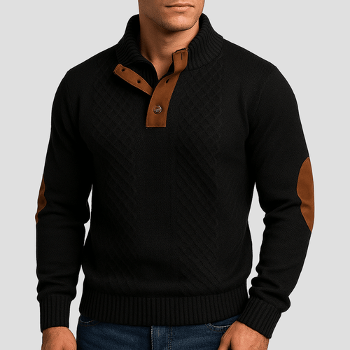 Brody Zip-Up Sweater with Leather Accents – back view