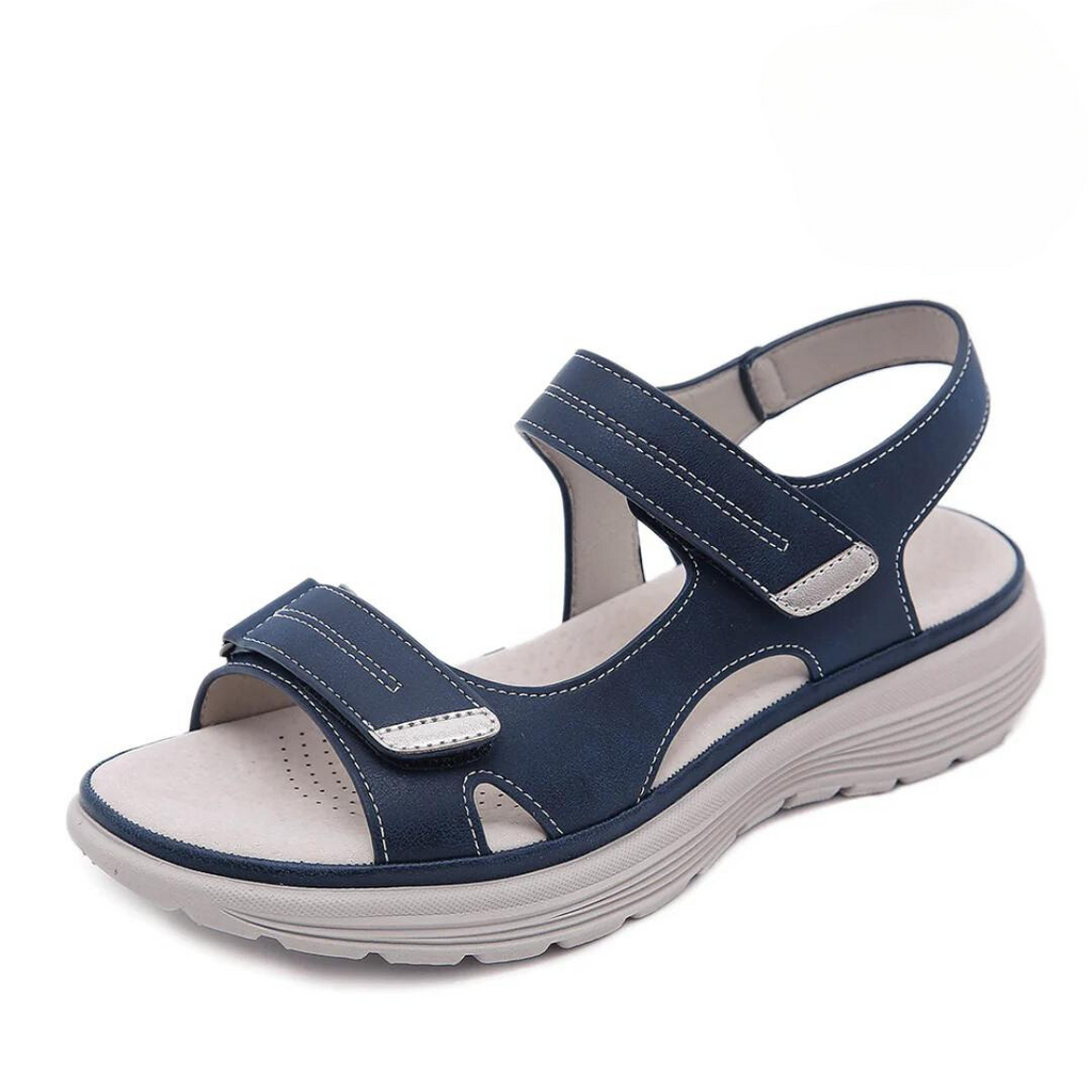 Liam orthopedic sandals in navy blue, featuring a wide toe box and supportive design for comfort. 1