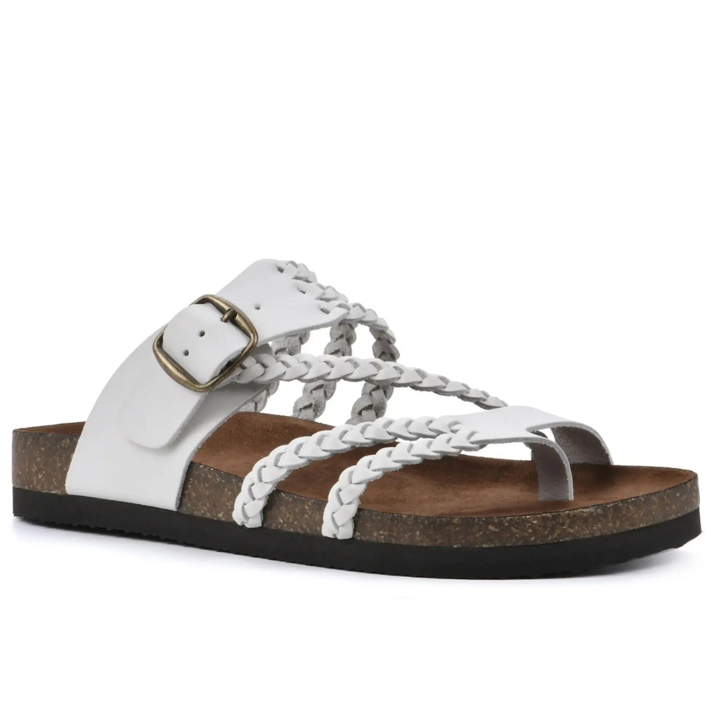 Lila braided leather sandals in soft beige with a casual, comfortable style and orthopedic insole for support. 2