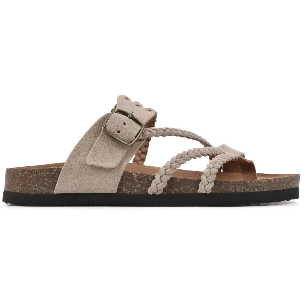Lila braided leather sandals in soft beige with a casual, comfortable style and orthopedic insole for support. 7