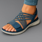 Lightweight women's orthopedic sandals in beige with a casual style and cushioned footbed for comfort. 0