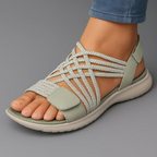 Lightweight women's orthopedic sandals in beige with a casual style and cushioned footbed for comfort. 1