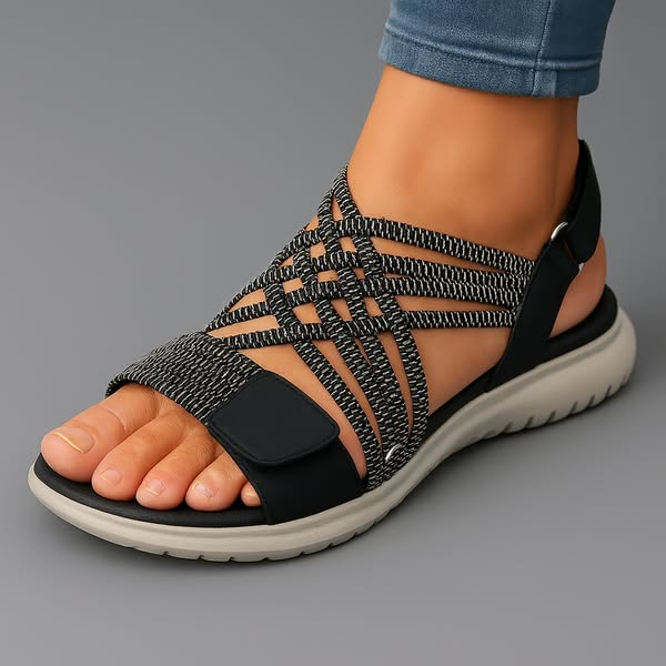 Lightweight women's orthopedic sandals in beige with a casual style and cushioned footbed for comfort. 2
