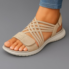 Lightweight women's orthopedic sandals in beige with a casual style and cushioned footbed for comfort. 3