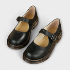 Maya Black Flats | Adjustable Buckle, Comfortable Synthetic Leather - 3