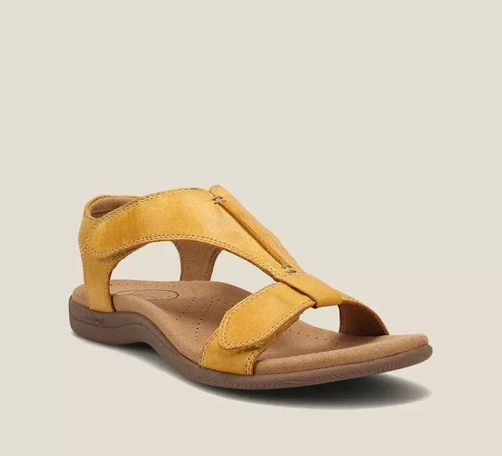 Maya orthopedic sandals for women, featuring a stylish design in soft beige with adjustable closures. 3