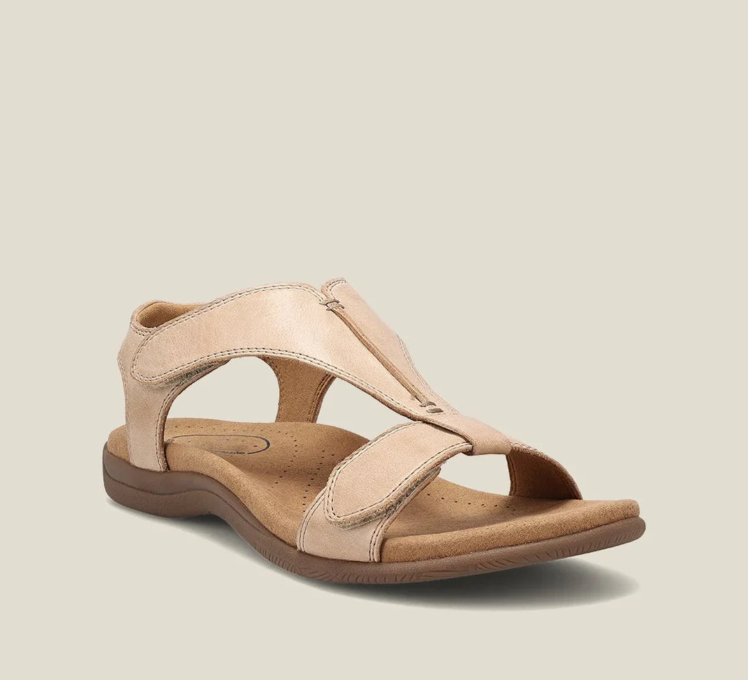 Maya orthopedic sandals for women, featuring a stylish design in soft beige with adjustable closures. 4