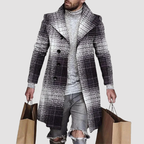 Oscar Wool-Blend Double-Breasted Overcoat – back view