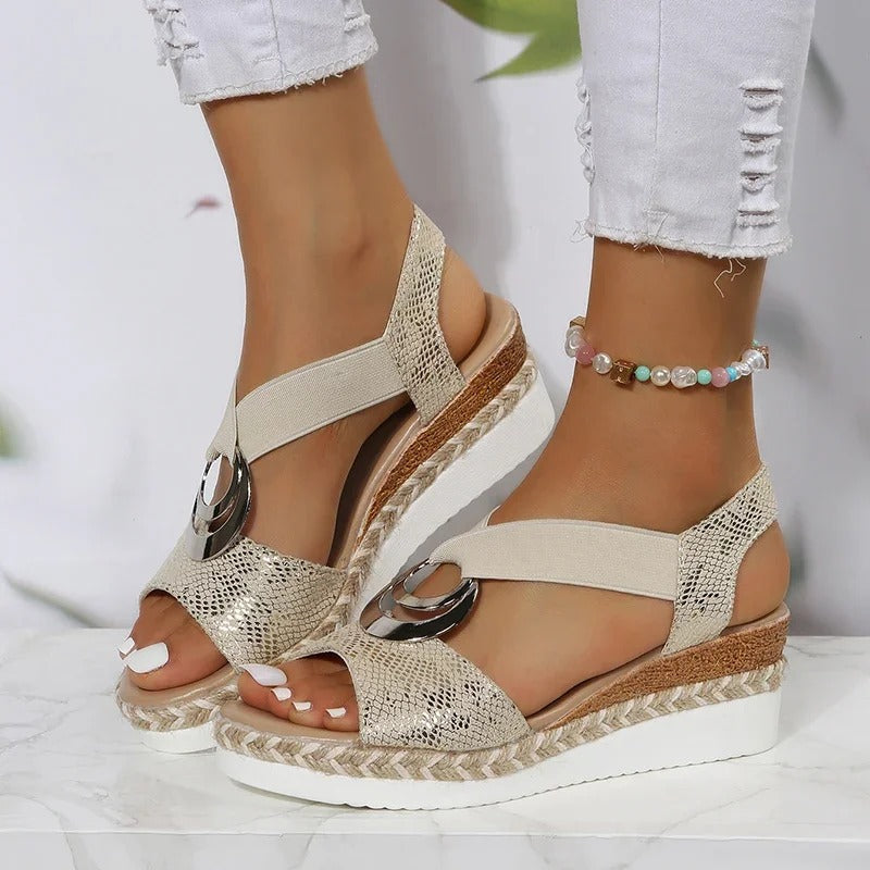 Brown Myla platform sandals for women, featuring a sleek design with braided straps and a chunky sole. 5