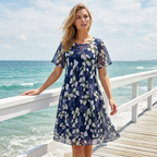 Navy Floral A-Line Dress 3