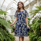 Navy Floral A-Line Dress 8