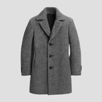 Asher Houndstooth Notch Lapel Mid-Length Coat – detail view