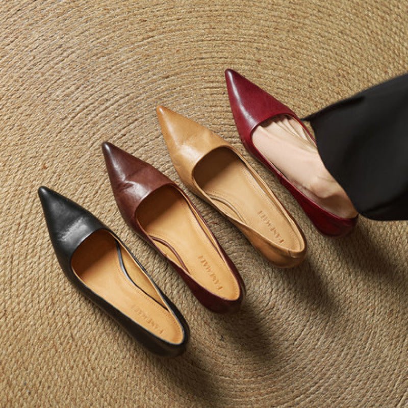 Sera Leather Heels | Top-Grain Cowhide, Elegant 4.5 cm Kitten Heel - 8