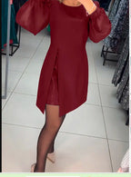 Carine - Elegant two-piece midi dress with high slit