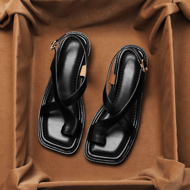 Ivy Cross Sandals | Italian Leather, Orthopedic Cushioned Footbed - 2