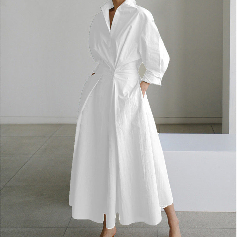 Alora | Elegant Front Wrap Collared Maxi Dress