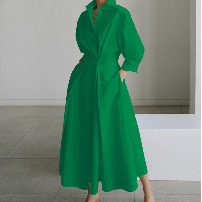 Alora | Elegant Front Wrap Collared Maxi Dress