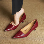 Sera Leather Heels | Top-Grain Cowhide, Elegant 4.5 cm Kitten Heel - 9