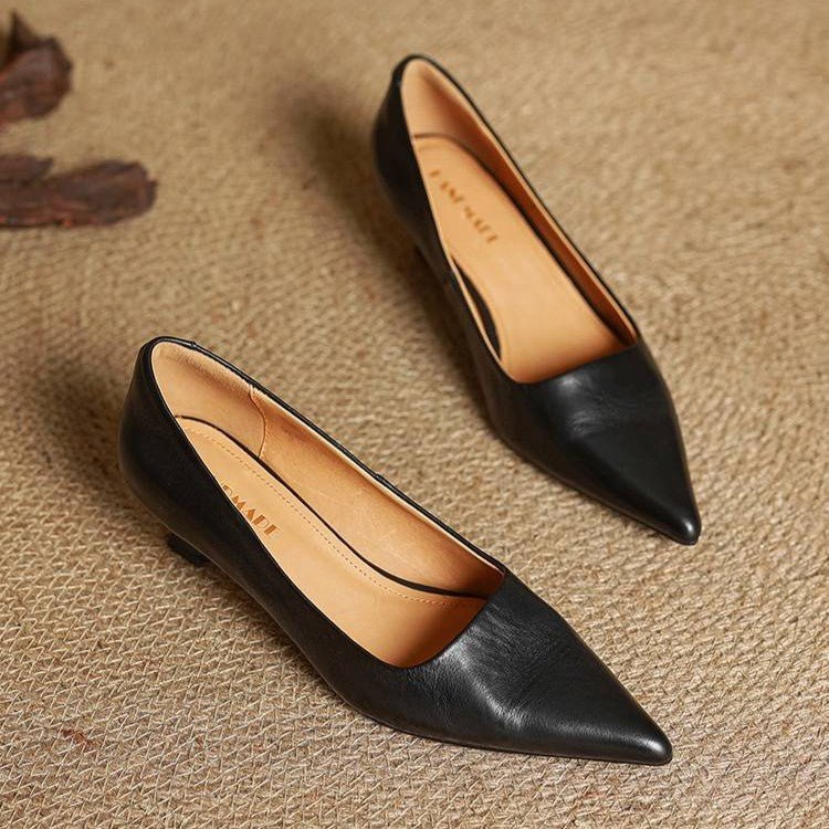 Sera Leather Heels | Top-Grain Cowhide, Elegant 4.5 cm Kitten Heel - 14
