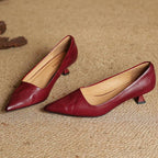 Sera Leather Heels | Top-Grain Cowhide, Elegant 4.5 cm Kitten Heel - 11