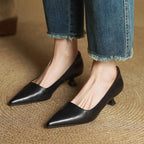 Sera Leather Heels | Top-Grain Cowhide, Elegant 4.5 cm Kitten Heel - 3