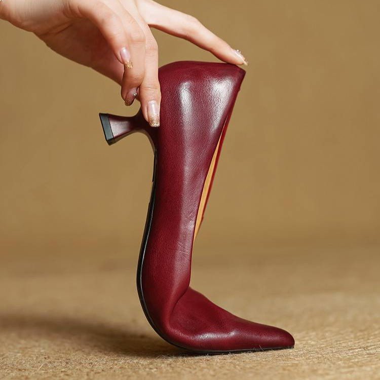 Sera Leather Heels | Top-Grain Cowhide, Elegant 4.5 cm Kitten Heel - 10