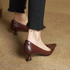Sera Leather Heels | Top-Grain Cowhide, Elegant 4.5 cm Kitten Heel - 16