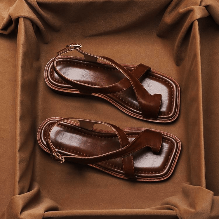 Ivy Cross Sandals | Italian Leather, Orthopedic Cushioned Footbed - 4